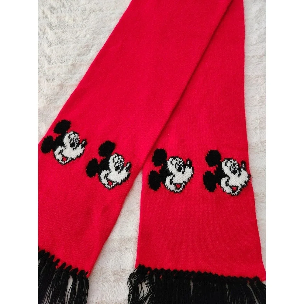 Vintage 80s Walt Disney Knit Scarf‎ Mickey Mouse Garon Mills Knit 100% Acrylic